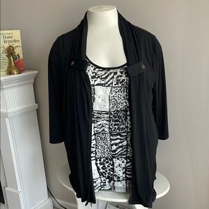 Chic Black and White Animal Print Top